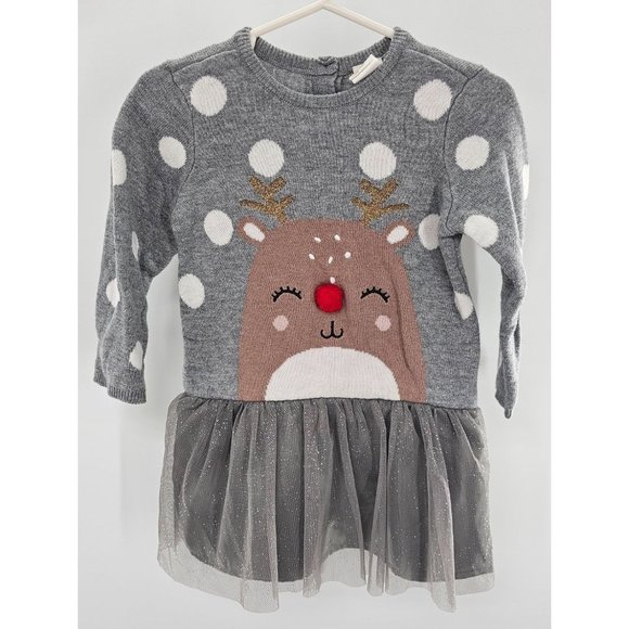 H&M Girls Reindeer Tulle Dress Size 9-12‎ months - Picture 1 of 4